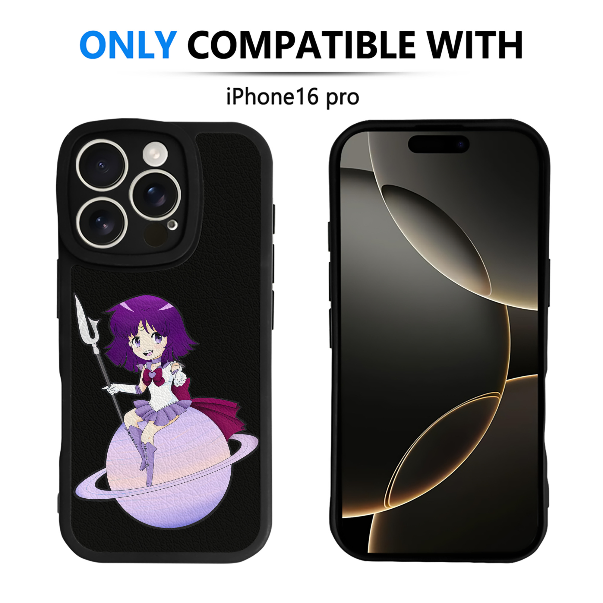 （画像用） 美少女戦士セーラームーン 土萠ほたる Sailor Moon Tomoe Hotaru （セーラーサターン；Sailor Saturn） 【iPhone 16シリーズ対応】シリコンスマホケース（レザー調） 材質：シリコン